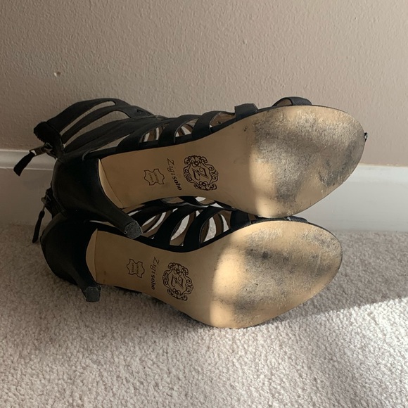 Leather Zigi Soho Trump Strappy Open Toed Booties Heels - Picture 7 of 9